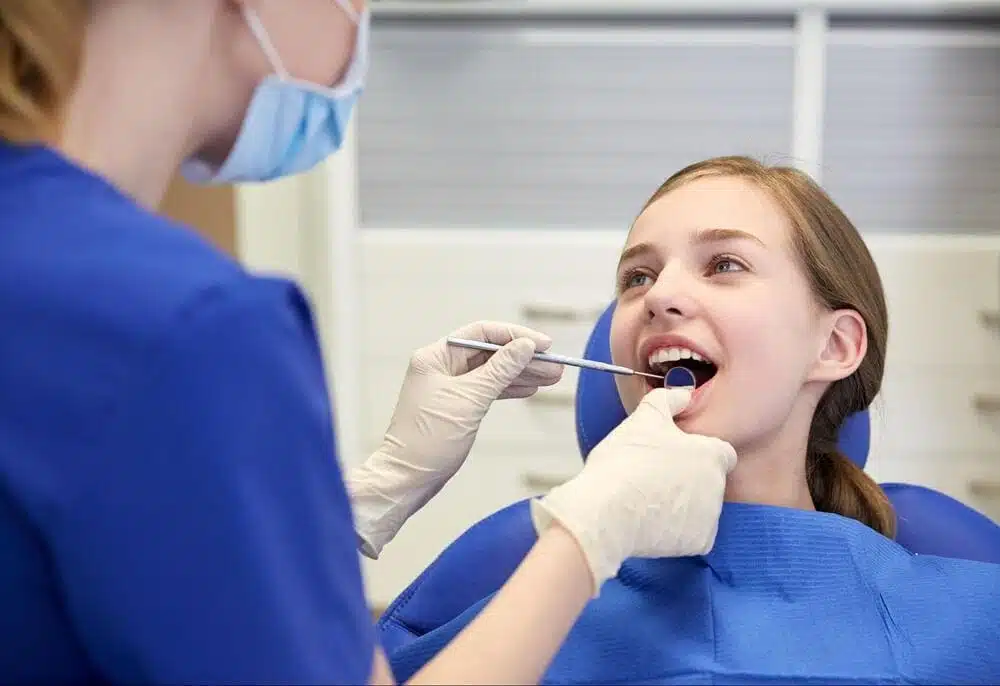 Teenager smiling with braces