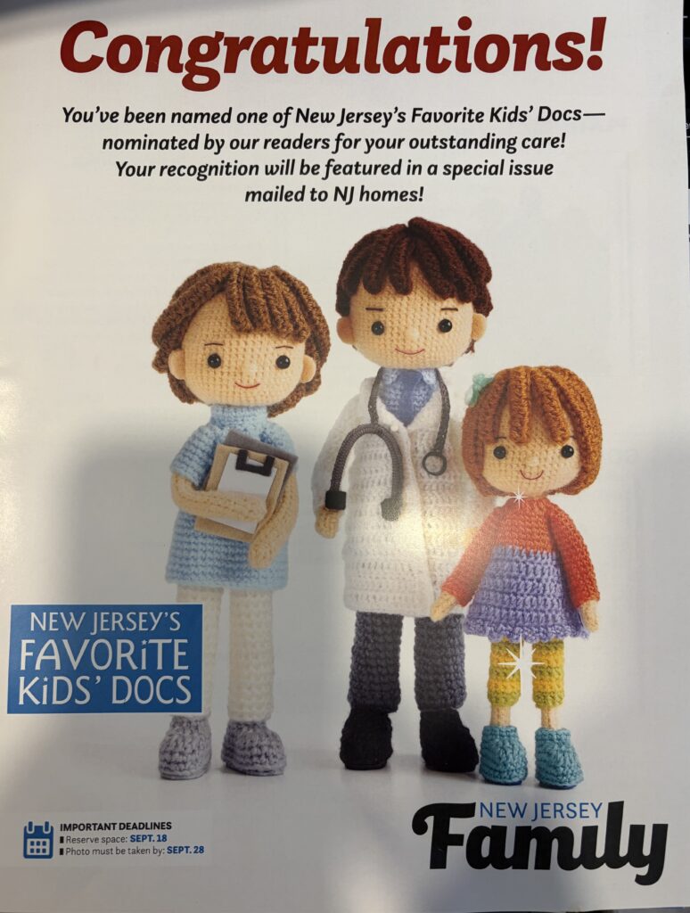 Dr. Vaysman named one of New Jersey's Favorite Kids' Docs by New Jersey Family magazine